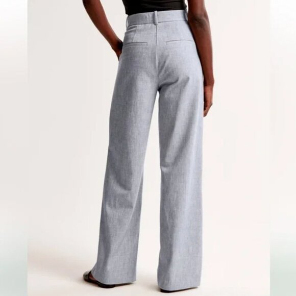 Abercrombie & Fitch Curve Love Sloane Tailored Pant Pleated Wide Leg Gray - Picture 3 of 16